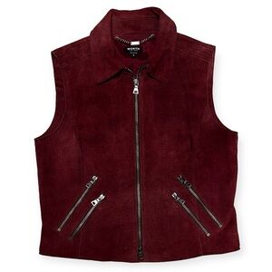 Worth Red/Burgundy 100% Genuine Leather Suede Vest- Size 8